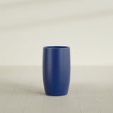 Lisbon tall round tapered fiberglass planter in Matte Cobalt Blue, 18 in diameter, 32 in high, shown empty
