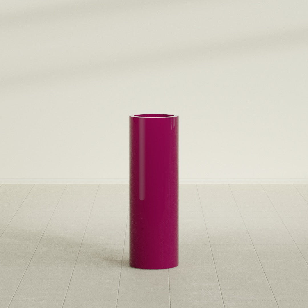 Corry Cylinder Planter in Gloss Eggplant, 10"D × 30"H, shown empty