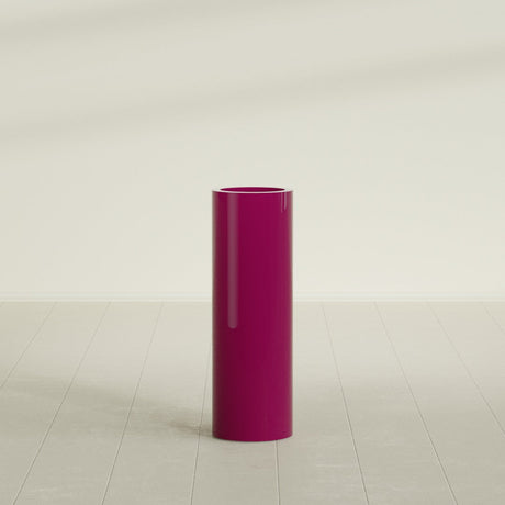 Corry Cylinder Planter in Gloss Eggplant, 10"D × 30"H, shown empty