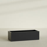 Torino Wide Rectangular Planter in Matte Black, 60"L × 24"D × 18"H, shown empty