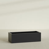 Torino Wide Rectangular Planter in Matte Black, 60"L × 24"D × 18"H, shown empty