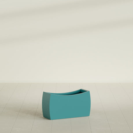 Seoul Curved Planter in Satin Seafoam Green, 32"L × 12"D × 18"H, shown empty