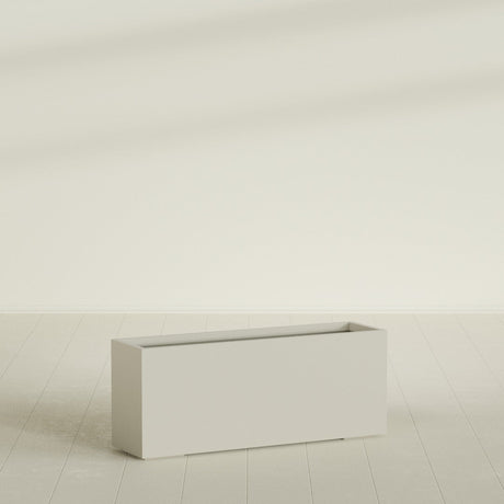 Tolga Rectangular Planter in Satin Beige, 60"L × 16"D × 24"H, shown empty