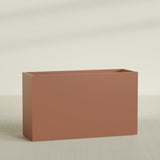 Darwin Rectangular Planter in Matte Terra Cotta, 72"L × 24"D × 42"H, shown empty