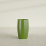 Lisbon tall round tapered fiberglass planter in Satin Green, 18 in diameter, 32 in high, shown empty