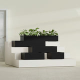 Antwerp Rectangular fiberglass planter in Matte Black, size range, in a sunlit interior