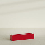 Salon Box Planter in Gloss Red, 36" Long, shown empty