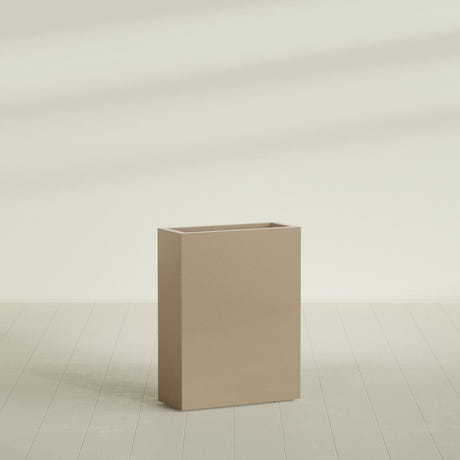 Amesbury Narrow Rectangular Planter in Gloss Metallic Gold, 24"L × 10"D × 32"H, shown empty