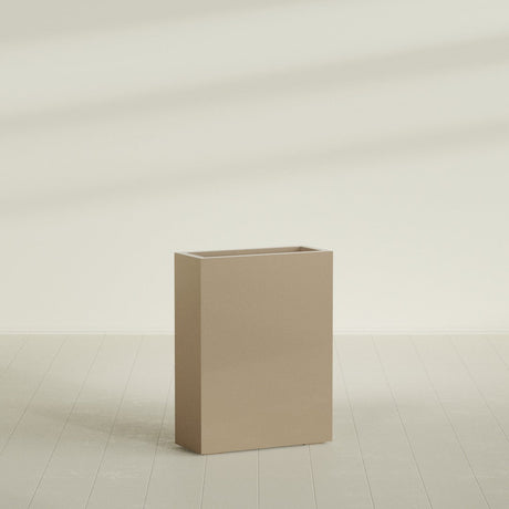 Amesbury Narrow Rectangular Planter in Gloss Metallic Gold, 24"L × 10"D × 32"H, shown empty
