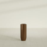 Saint Tropez Bullet Round Planter in Metallic Bronze, 12"D × 32"H, shown empty