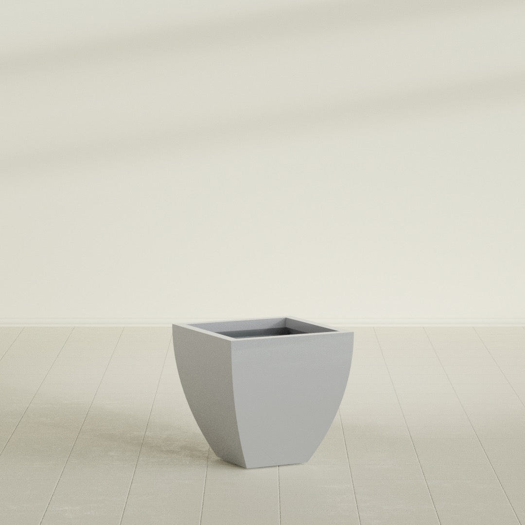 Lima Tapered Square Planter in Metallic Silver, 20", shown empty