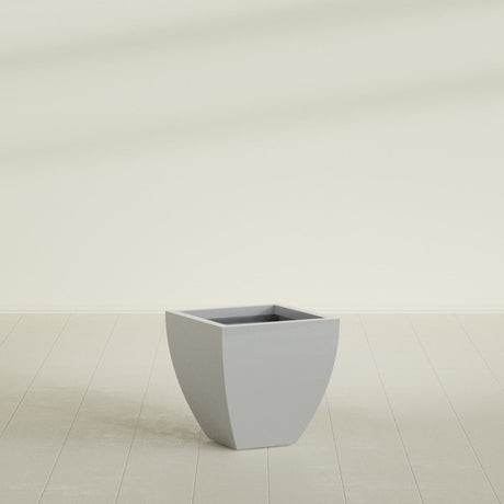 Lima Tapered Square Planter in Metallic Silver, 20", shown empty