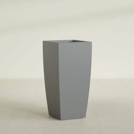Toulan Tapered Square Planter in Matte Gunmetal, 20"W × 42"H, shown empty
