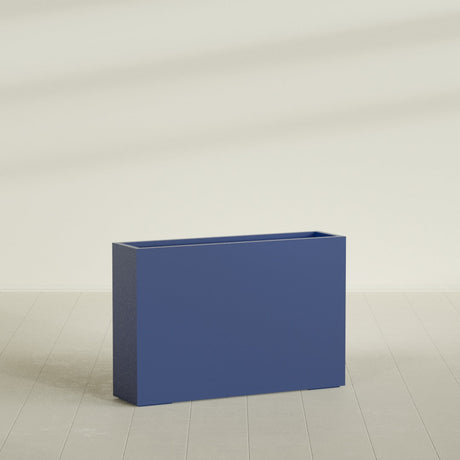 Delray Rectangular Planter in Matte Cobalt Blue, 48"L × 12"D × 32"H, shown empty
