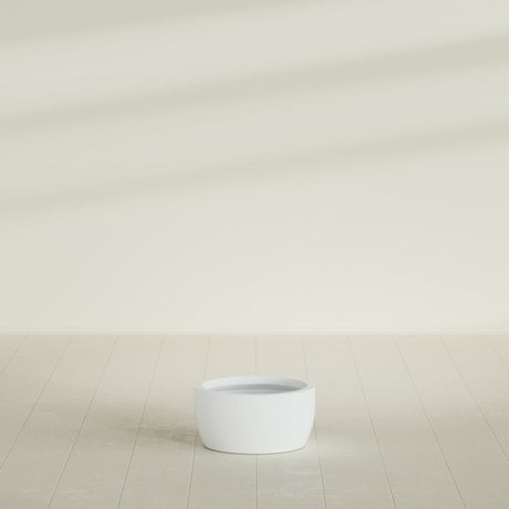 Casablanca Bowl Planter in Matte Bright White, 20"D × 10"H, shown empty