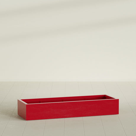 Antwerp Rectangular Planter in Gloss Red, 72"L × 24"D × 12"H, shown empty