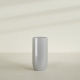 Saint Tropez Bullet Round Planter in Metallic Silver, 24"D × 50"H, shown empty
