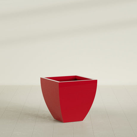 Lima Tapered Square Planter in Gloss Red, 24", shown empty