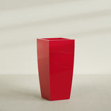 Toulan Tapered Square Planter in Gloss Red, 28"W × 60"H, shown empty