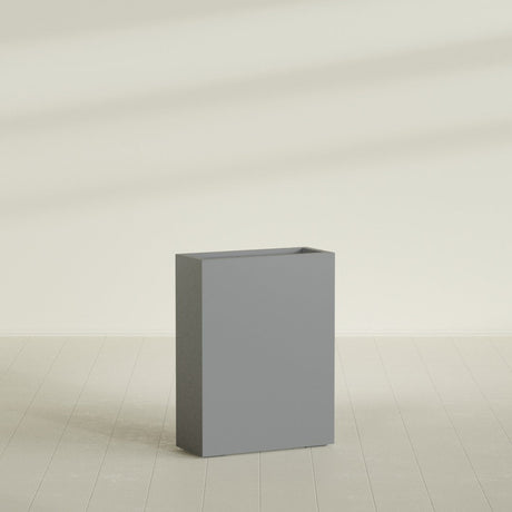 Amesbury Narrow Rectangular Planter in Matte Gunmetal, 24"L × 10"D × 32"H, shown empty