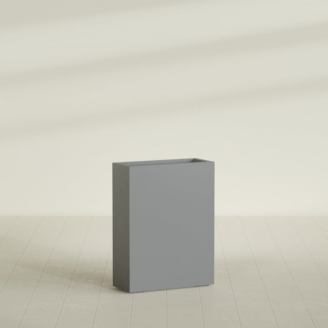 Amesbury Narrow Rectangular Planter in Matte Gunmetal, 24"L × 10"D × 32"H, shown empty