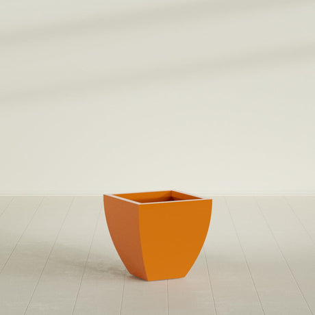 Lima Tapered Square Planter in Gloss Tangerine, 20", shown empty