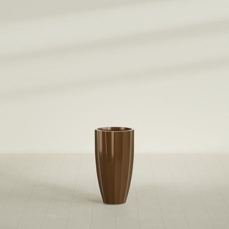 San Jose Tall Fluted Planter in Metallic Bronze, 16"D × 30"H, shown empty