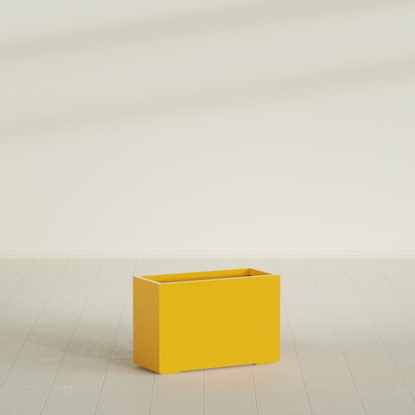 Tolga Rectangular Planter in Gloss Saffron, 36"L × 16"D × 24"H, shown empty
