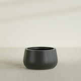 Short Hayden Bowl Planter in Matte Charcoal, 16"D × 8"H, shown empty