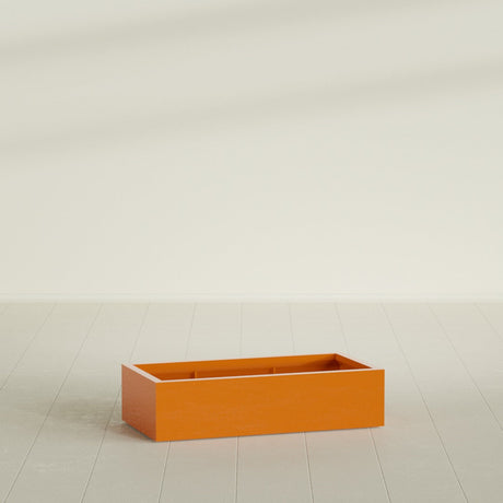 Antwerp Rectangular Planter in Gloss Tangerine, 48"L × 24"D × 12"H, shown empty