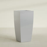 Toulan Tapered Square Planter in Metallic Silver, 23"W × 48"H, shown empty