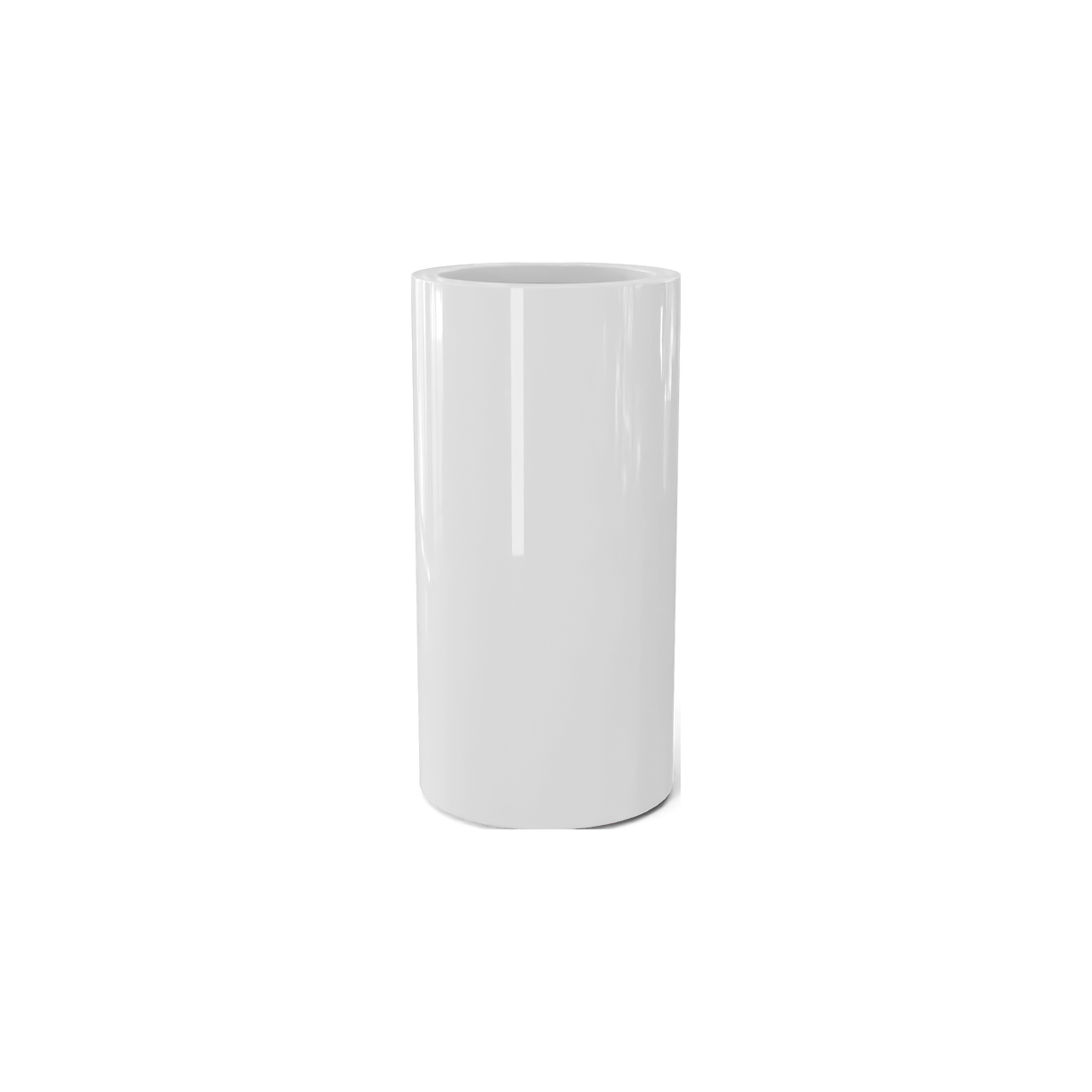 Corry cylinder fiberglass planter in Gloss Bright White