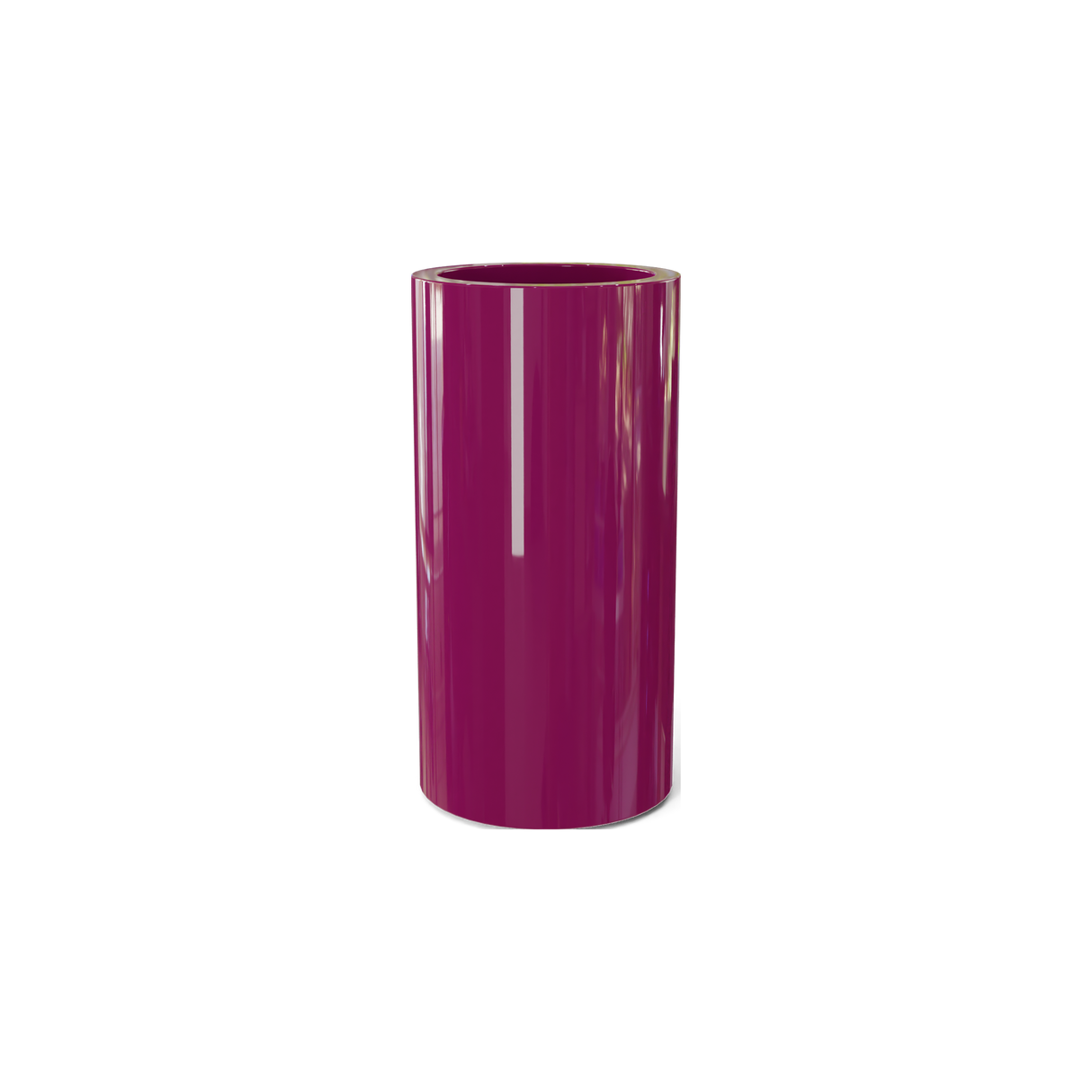 Corry cylinder fiberglass planter in Gloss Eggplant