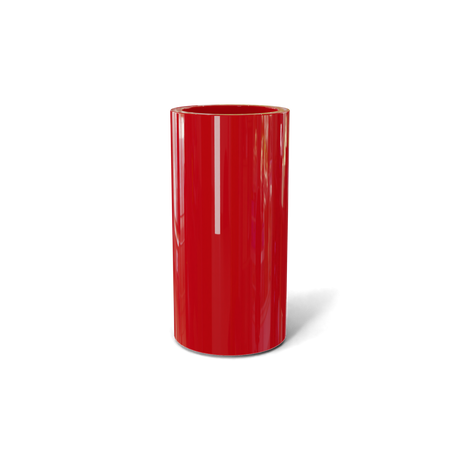Corry cylinder fiberglass planter in Gloss Red, 10 × 20 in, studio render