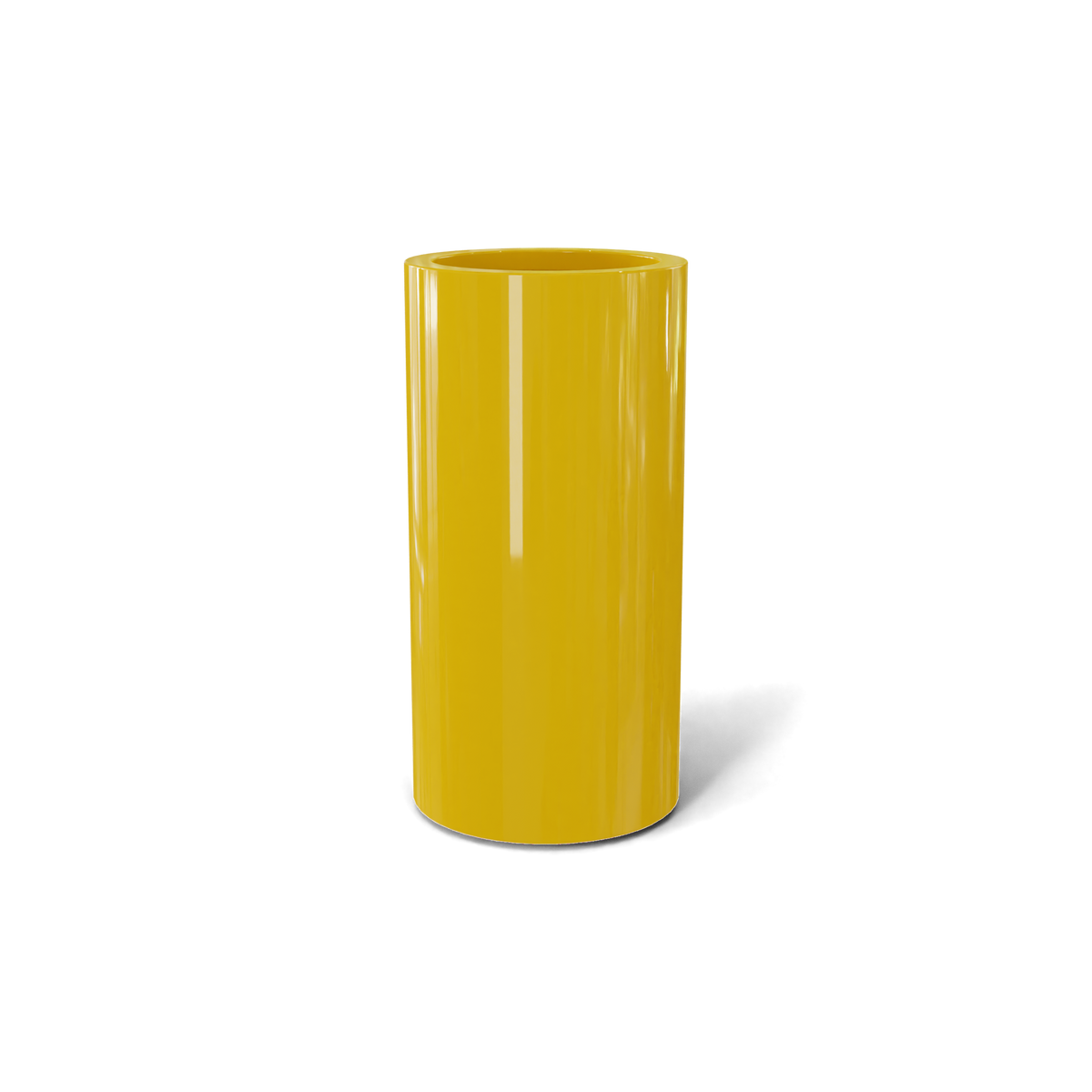 Corry cylinder fiberglass planter in Gloss Saffron, 10 × 20 in, studio render