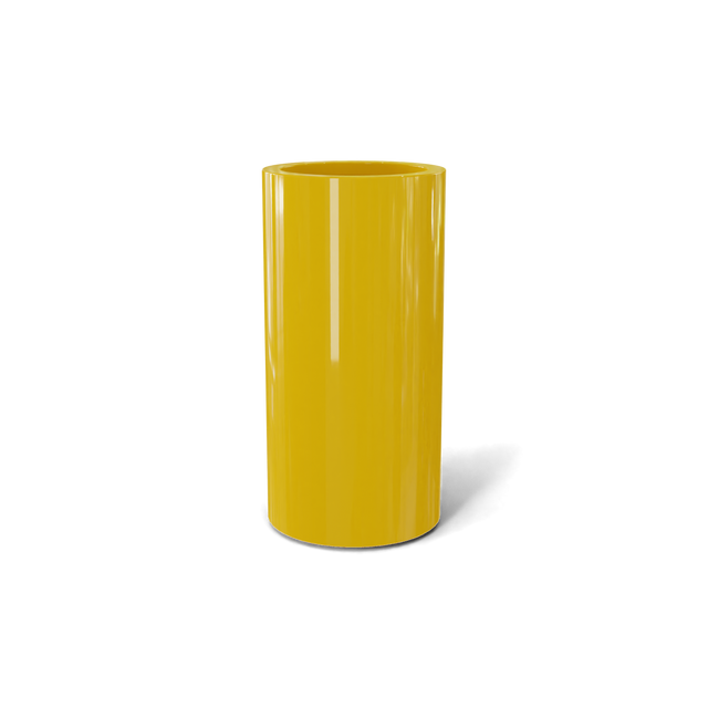Corry cylinder fiberglass planter in Gloss Saffron, 10 × 20 in, studio render
