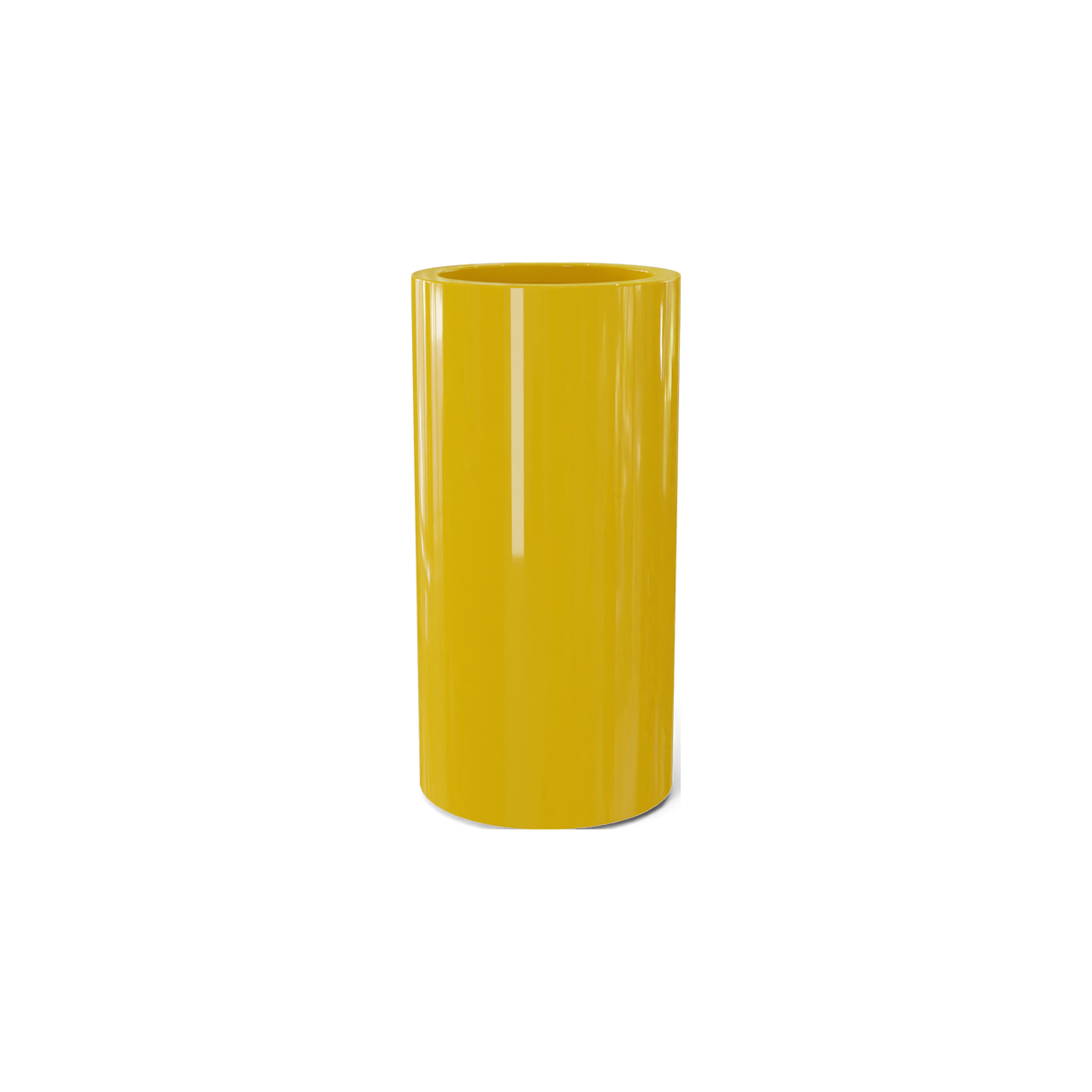 Corry cylinder fiberglass planter in Gloss Saffron