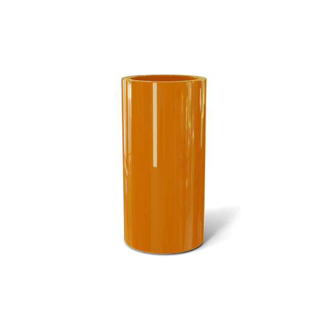 Corry cylinder fiberglass planter in Gloss Tangerine, 10 × 20 in, studio render