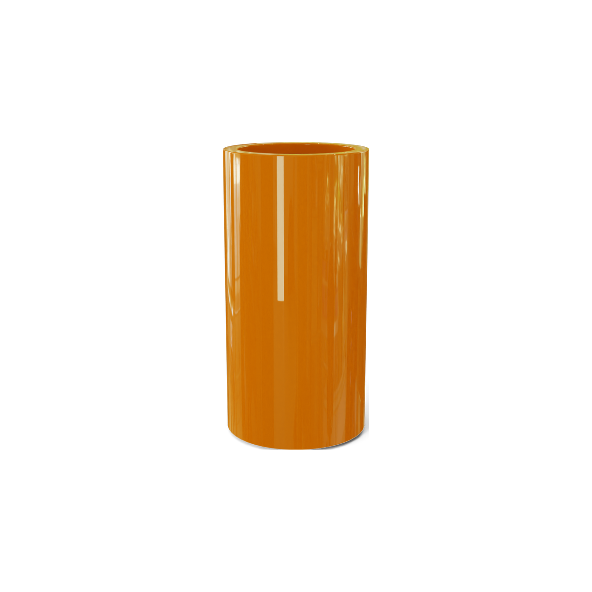 Corry cylinder fiberglass planter in Gloss Tangerine