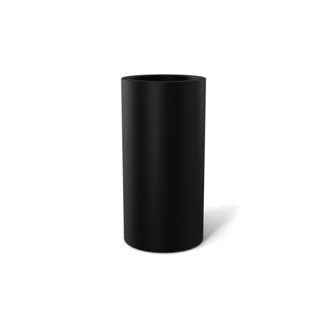 Corry cylinder fiberglass planter in Matte Black, 10 × 20 in, studio render