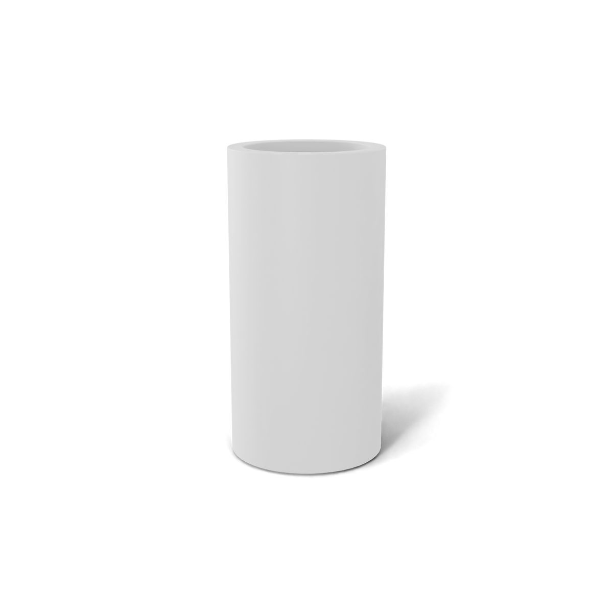 Corry cylinder fiberglass planter in Matte Bright White, 10 × 20 in, studio render