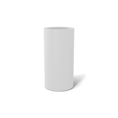 Corry cylinder fiberglass planter in Matte Bright White, 10 × 20 in, studio render