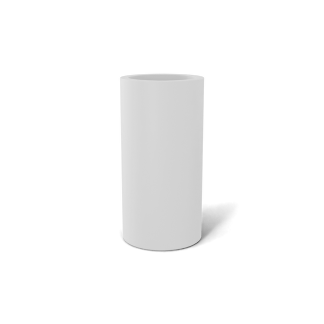 Corry cylinder fiberglass planter in Matte Bright White, 10 × 20 in, studio render