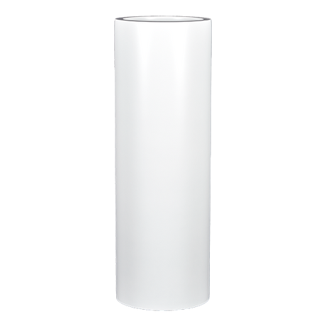 Corry cylinder fiberglass planter in Matte Bright White, studio render