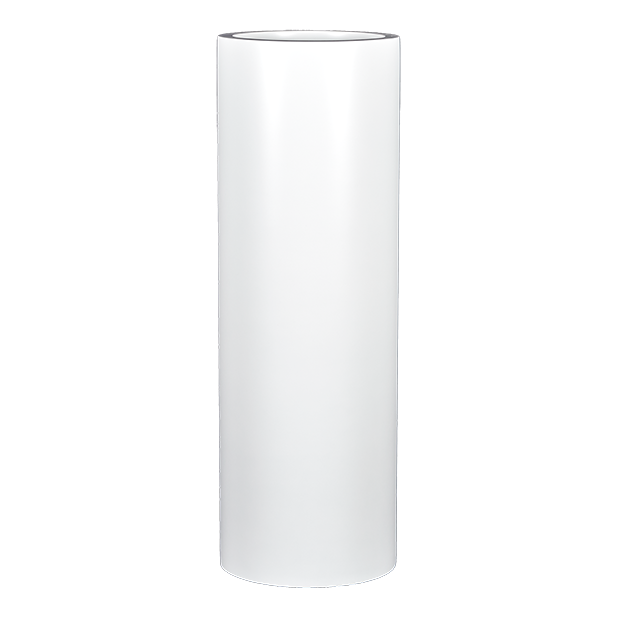 Corry cylinder fiberglass planter in Matte Bright White, studio render