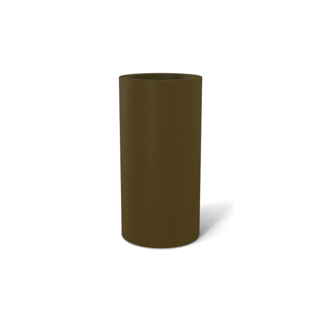Corry cylinder fiberglass planter in Matte Bronze, 10 × 20 in, studio render