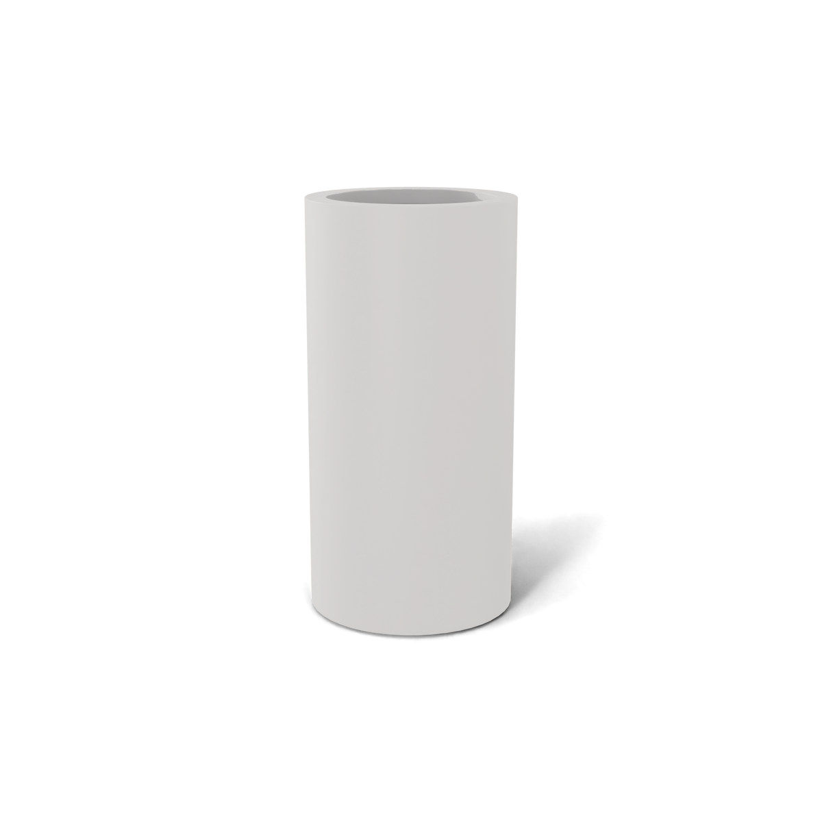 Corry cylinder fiberglass planter in Matte Cement Grey, 10 × 20 in, studio render