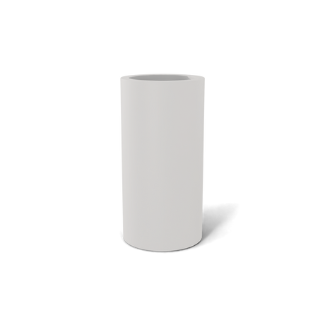 Corry cylinder fiberglass planter in Matte Cement Grey, 10 × 20 in, studio render