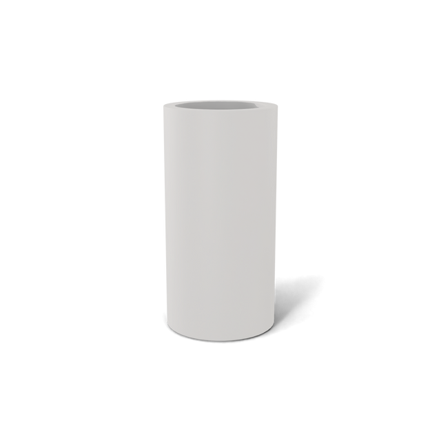 Corry cylinder fiberglass planter in Matte Cement Grey, 10 × 20 in, studio render
