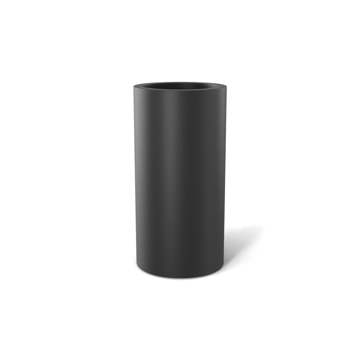Corry cylinder fiberglass planter in Matte Charcoal, 10 × 20 in, studio render